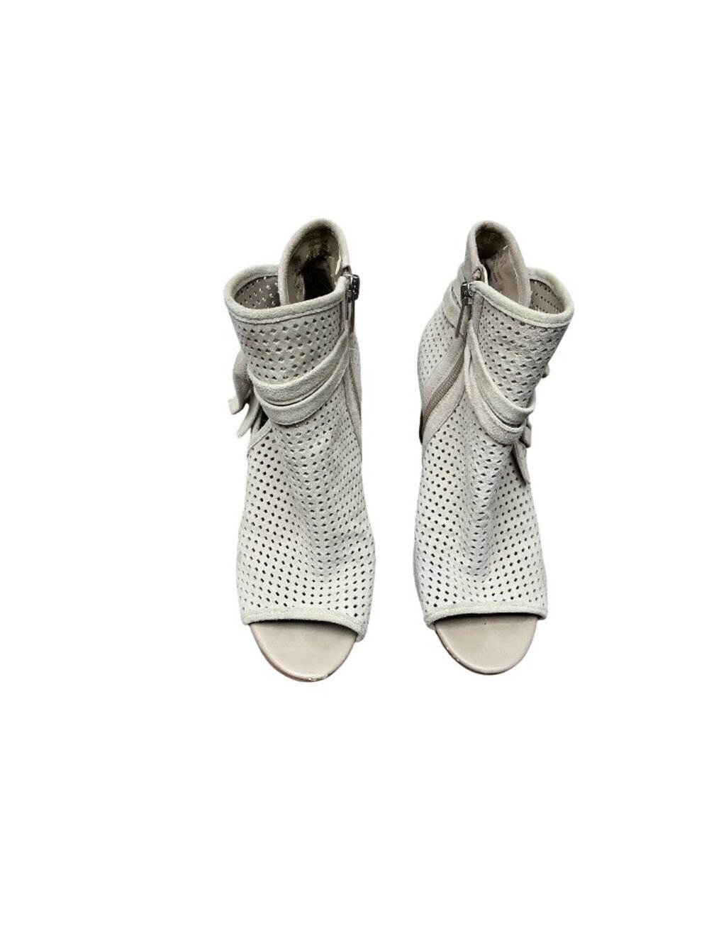 Sam Edelman Women’s Open Toe Ankle Booties Block Heel Gray Taupe Size 6.5